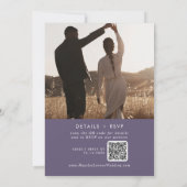Invitation Boho Chic Plum Purple Photo QR Code Mariage (Dos)