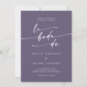 Invitation Boho Chic Plum Purple QR Code Espagnol Mariage (Devant)