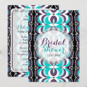 Invitation Boho Chic Purple Aqua Fête des mariées (Devant / Derrière)