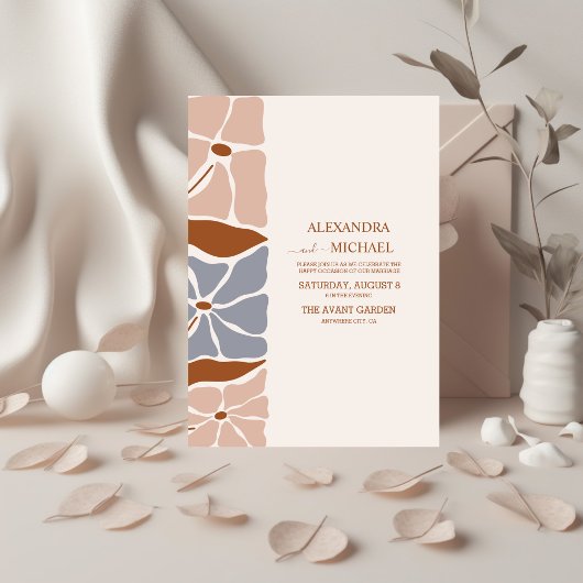 Invitation Boho Chic Retro Floral Mariage