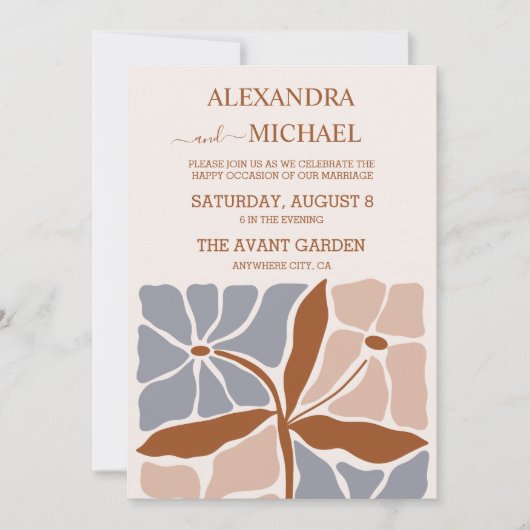 Invitation Boho Chic Retro Floral Mariage (Devant)