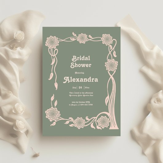 Invitation Boho Chic Rétro Floral Mariage Shower