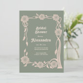 Invitation Boho Chic Retro Floral Retro Bridal Sower (Debout devant)