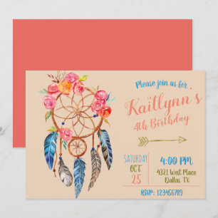 Invitation Boho chic rêve anniversaire