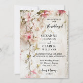Invitation Boho Chic rose Floral Rustique Mariage (Devant)