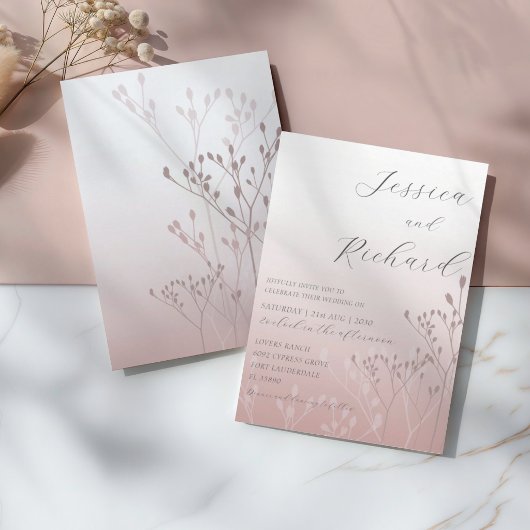 Invitation Boho Chic Rose Gold Mariage botanique