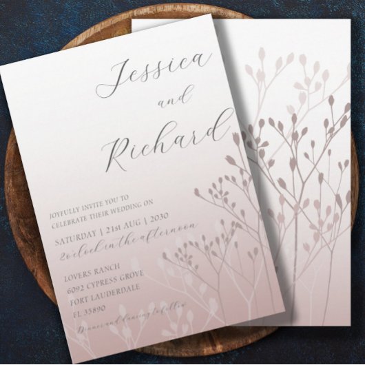 Invitation Boho Chic Rose Gold Mariage botanique