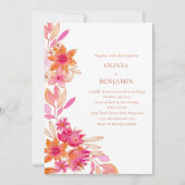 Invitation Boho Chic rose Orange Floral Mariage (Devant)