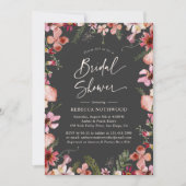Invitation Boho Chic Rose Pressé Florals Gris Fête des mariée (Devant)