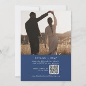 Invitation Boho Chic Royal Blue Photo QR Code Mariage (Dos)