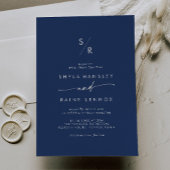 Invitation Boho Chic Royal Mariage de monogramme bleu