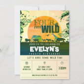 Invitation Boho Chic Safari Animaux Quatre Jours D'Anniversai (Devant)