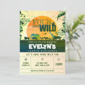 Invitation Boho Chic Safari Animaux Quatre Jours D'Anniversai (Debout devant)