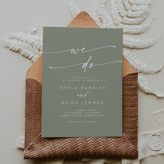 Invitation Boho Chic Sage Green Nous faisons Mariage