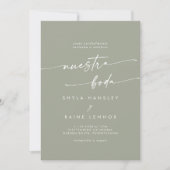Invitation Boho Chic Sage Green Photo Mariage espagnol (Devant)
