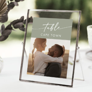 Invitation Boho Chic Sage Green Photo Numéros de tableau