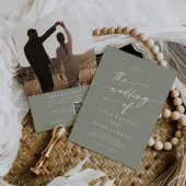 Invitation Boho Chic Sage Green Photo QR Code Mariage