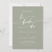 Invitation Boho Chic Sage Vert QR Code Espagnol Mariage (Devant)