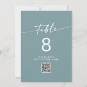 Invitation Boho Chic Seafoam Code QR Turquoise Numéros de tab (Dos)