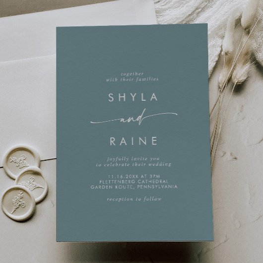 Invitation Boho Chic Seafoam Turquoise Mariage Décontracté