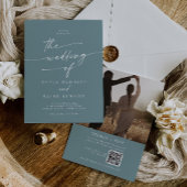 Invitation Boho Chic Seafoam Turquoise Photo QR Code Mariage