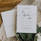 Invitation Boho Chic Silver Grey QR Code Espagnol Mariage