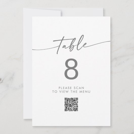 Invitation Boho Chic Silver Grey QR Code Numéro de tableau (Dos)