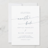 Invitation Boho Chic Slate Blue Photo Mariage espagnol (Devant)