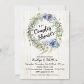 Invitation Boho Chic Succulent Eucalyptus Couples Douche (Devant)