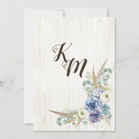 Invitation Boho Chic Succulent Eucalyptus Couples Douche (Dos)