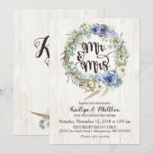 Invitation Boho Chic Succulents Eucalyptus Rustique Mariage (Devant / Derrière)