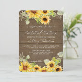 Invitation BOHO Chic Sunflower Floral Eucalyptus Mariage feui (Debout devant)