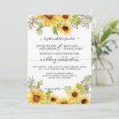 Invitation BOHO Chic Sunflower Floral Eucalyptus Mariage feui (Debout devant)