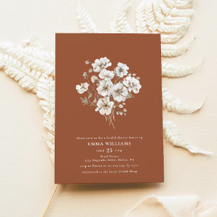 Invitation Boho Chic Terracotta Fleur sauvage Fête des mariée