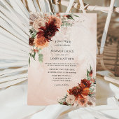 Invitation Boho Chic Terracotta Floral Pampas Grass Mariage