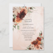 Invitation Boho Chic Terracotta Floral Pampas Grass Mariage (Devant)