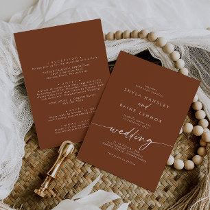 Invitation Boho Chic Terracotta Mariage avant et arrière