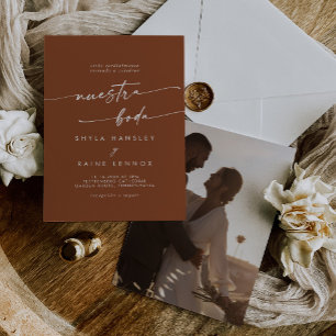 Invitation Boho Chic Terracotta Photo Mariage espagnol