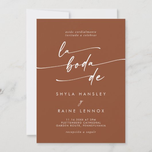 Invitation Boho Chic Terracotta QR Code Mariage espagnol (Devant)