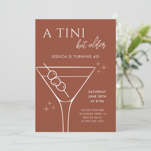 Invitation Boho Chic Terracotta Tini Bit Ancien 40e anniversa (Debout devant)