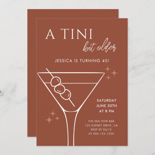 Invitation Boho Chic Terracotta Tini Bit Ancien 40e anniversa (Devant / Derrière)