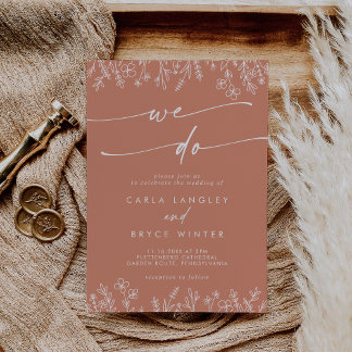 Invitation Boho Chic Terracotta Wildflower We Do Wedding