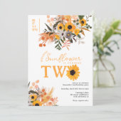Invitation Boho chic tournesol orange rustique 2e anniversair (Debout devant)