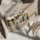 Invitation Boho Chic Trois Photos Collage Mariage unique