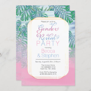 Invitation Boho Chic Tropical Beach Aquarelle Sexe Révéler