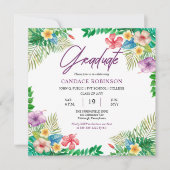 Invitation Boho Chic Tropical Hibiscus Graduation Party (Devant)