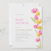 Invitation Boho Chic Tulipes Jaune Rose Fête des mariées de p (Devant)