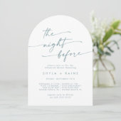 Invitation Boho Chic Turquoise et blanc Arch Rehearer Dîner (Debout devant)