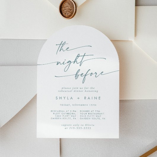 Invitation Boho Chic Turquoise et blanc Arch Rehearer Dîner