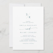 Invitation Boho Chic Turquoise et blanc Mariage de monogramme (Devant)